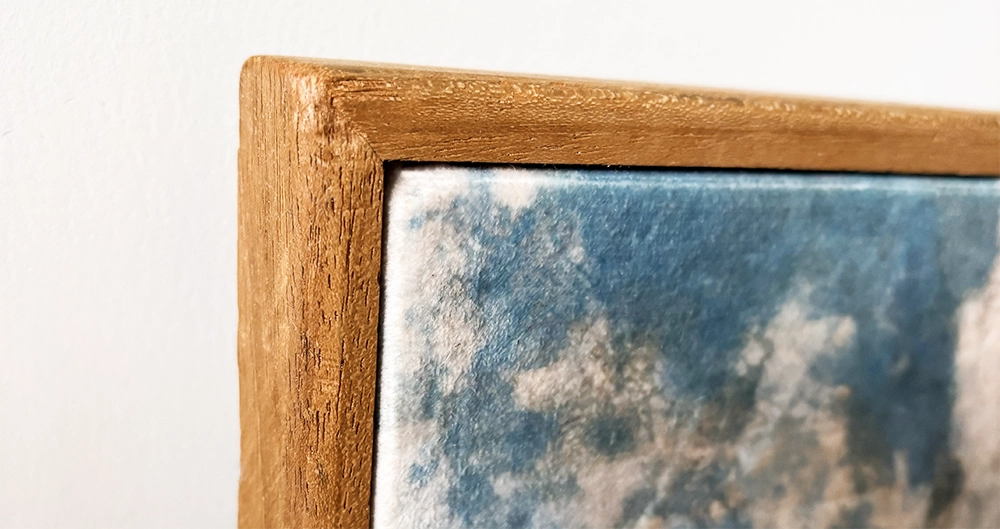 Textielframe hout detail